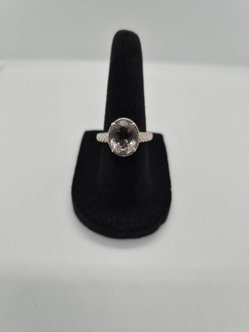 Sterling Silver 925 White Topaz Ring Oval Size 6